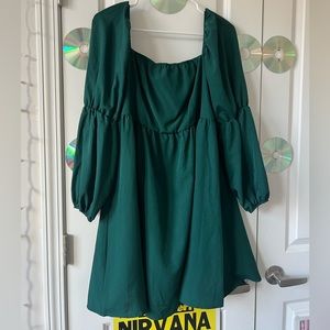 Green Simple Long Sleeve Dress